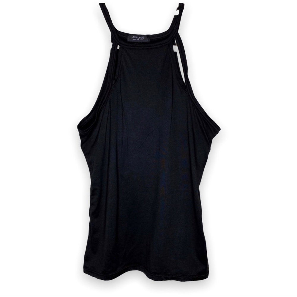J. Village Black Racerback Tank Top Shirt Medium